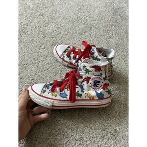 Converse Dinoverse Boys Dinosaur Print White/Red Hi-Top Sneakers Size 2